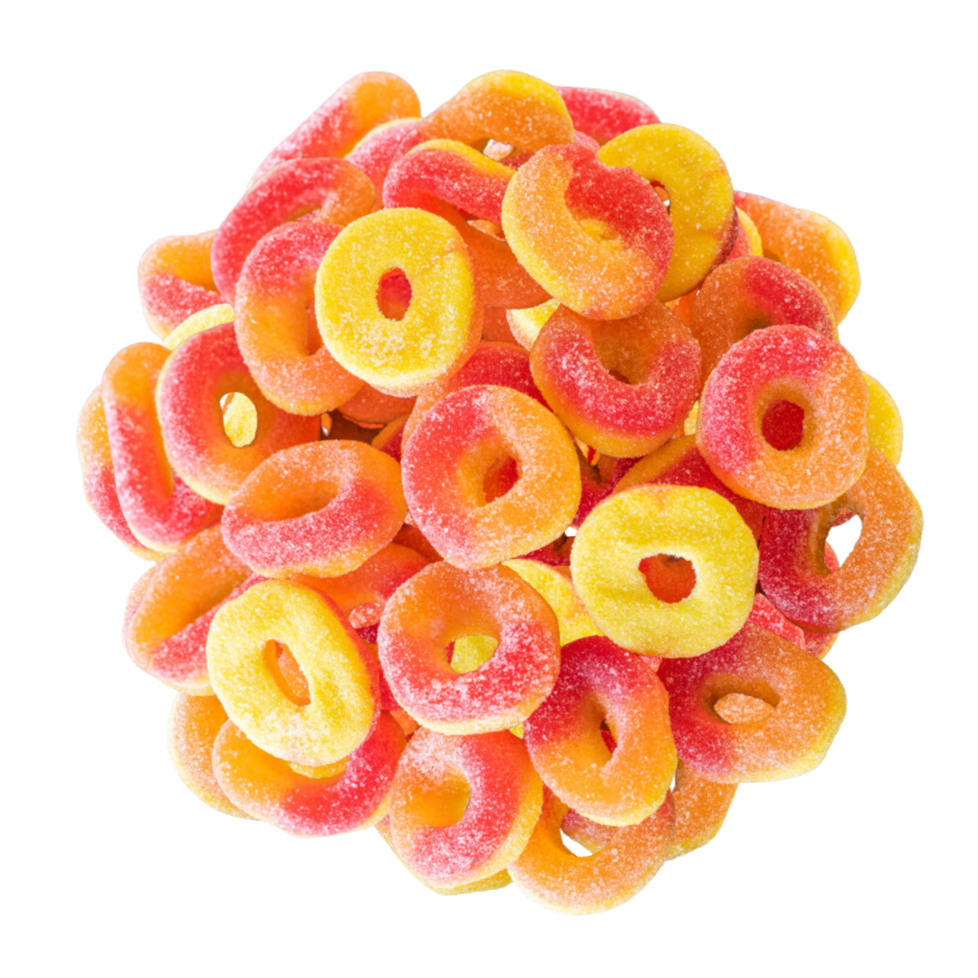 peach rings, sweet gummies, peach gummy