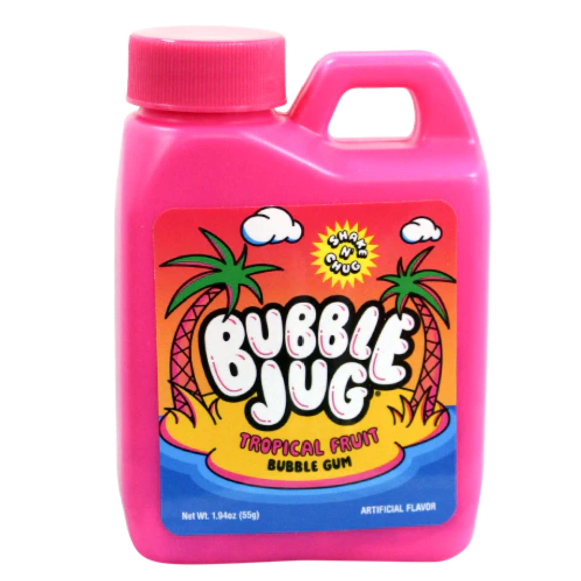 Retro Bubble Jug Tropical Fruit Gum candy container with 90s-style branding