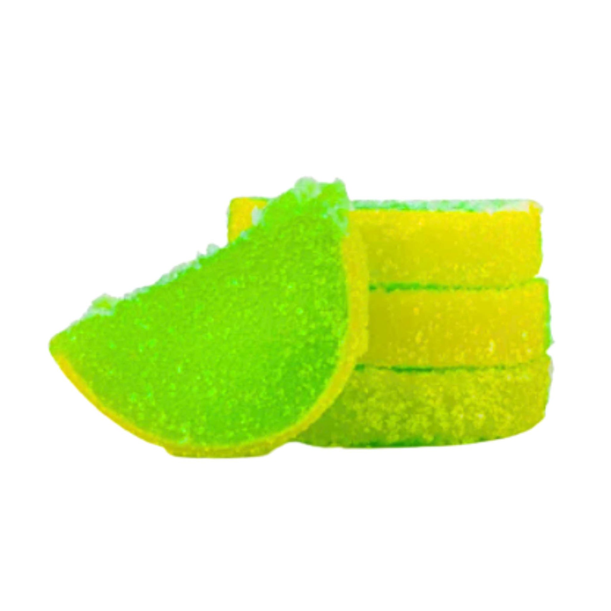 Green key lime fruit slice candy with sugar coating
