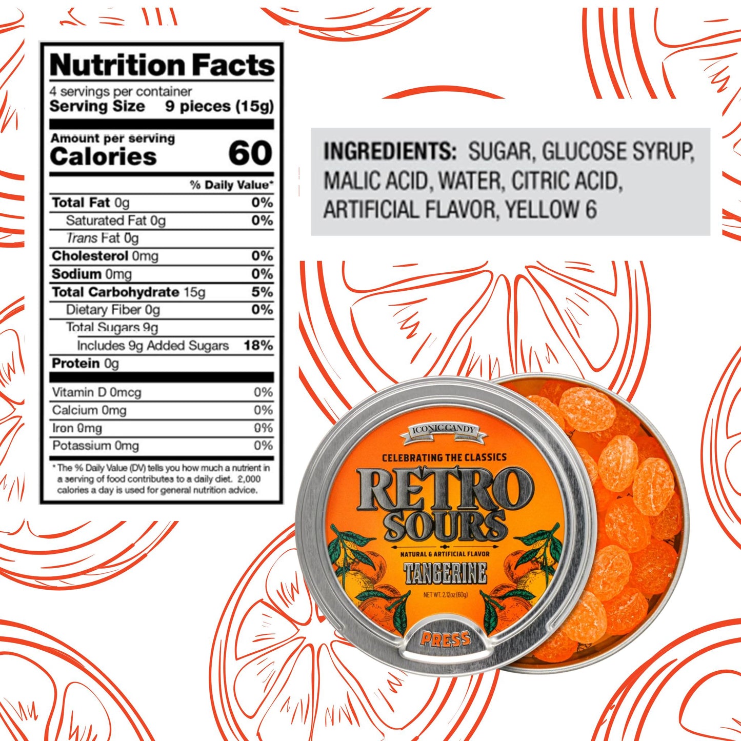 retro sours orange, tangerine, citrus, altoid sour, nostalgic candy, 